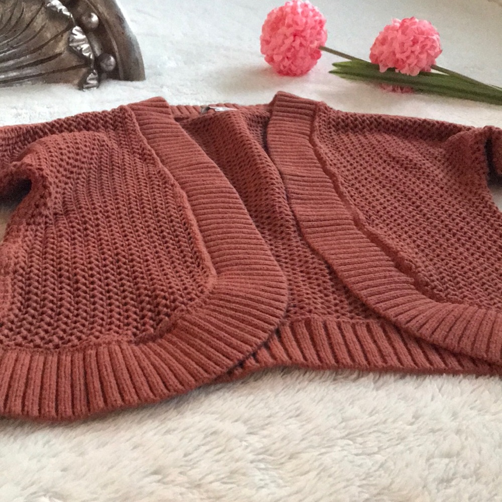 CHRISTOPHER & BANKS Cardigan Loose Knit Orange Size P/M - Picture 8 of 16